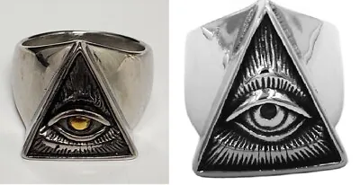 Gold Silver Masonic Ring Eye Ball All Seeing Mystery Lodge Free Mason Secret UK • £9.99