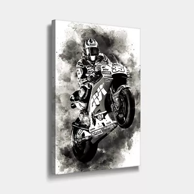 Black & White Cal Crutchlow MotoGP Honda Framed Canvas Wall Art Print • £33.81
