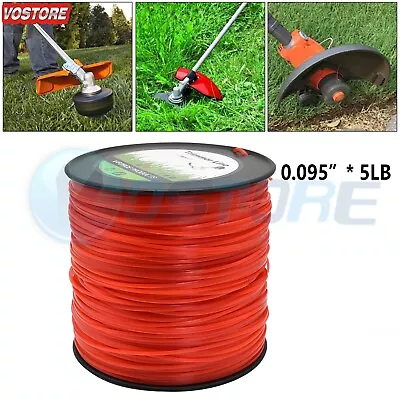 5lb .095(2.4mm) Red Square Commercial String Trimmer Line Fits Echo Stihl More • $32.50