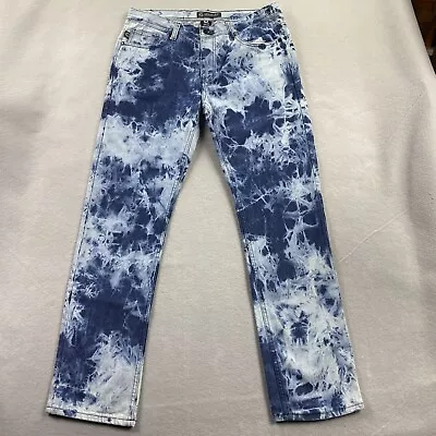 Akademiks Jeans Mens 36x34 Blue Denim Pant Straight Leg Acid Wash Comfort Casual • $29.99