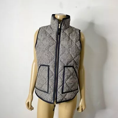 J. Crew Women's Size Small Full Zip Up Herringbone Print Quilted Puffer Vest • $15