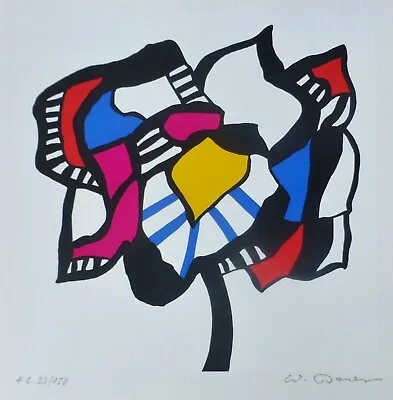 WOLF BAUER Collage I HAND SIGNED 1983 LITHOGRAPH GERMAN  Modernist ARTIST • $49.50