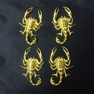 2 Pairs Golden Scorpion Chrome Metal Badge Decal Emblem Sticker 3D Car Motors V6 • $23.98