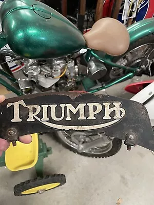Vintage TRIUMPH Motorcycle Fender Topper License Plate Pre Unit Harley Indian Zz • $250