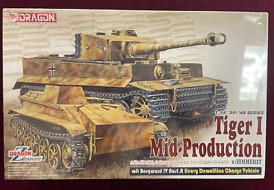 Tiger I Mid Production - 1/35 Dragon Zimmerit - Unassembled AFV Kit#6866 - NIB • $69.99