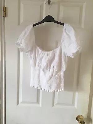 Abercrombie And Fitch White Smocked Top - L • £24