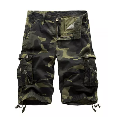 Men's Army Camouflage Casual Pockets Short Pants Camo Military Shorts Plus Size • $19.32