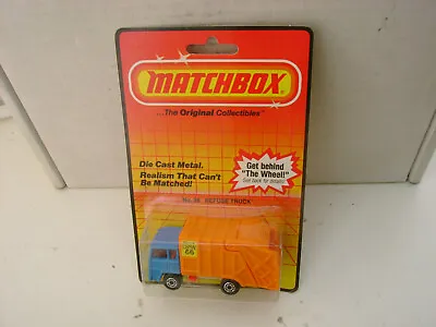 1983 Matchbox Superfast #36 Blue Cab Refuse Truck Orange Back New In Box • $9.99