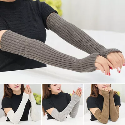 Women Arm Warmers Knitted Woolen Sleeve Long Knitted Fingerless Gloves Winter • $5.82