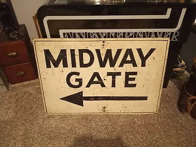 Vintage Midway Gate Sign Amusement Park Carnival  Big !  • $69