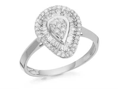£279 • Buy F.Hinds Womens 9ct White Gold Diamond Pear Cluster Ring Jewellery - 1/3ct