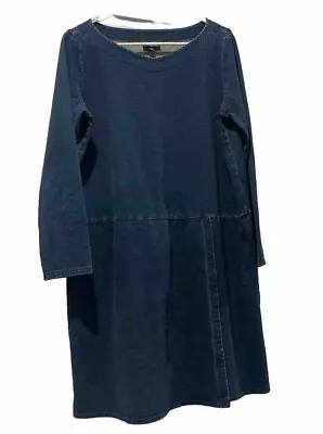J. Jill Pure Jill Indigo Dress Petite Medium Long Sleeve Denim Wash Faux Wrap • $25