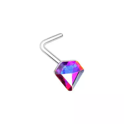 Iridescent Diamond Shaped Gem L-Shaped Nose Ring • $9.99