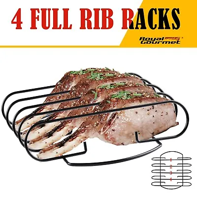 Royal Gourmet BBQ Rib Rack Non-Stick Standing Rib Holder 4 Full Racks Grill Tool • $19.99