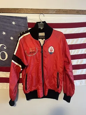 RARE Vintage Maserati Zip Up Windbreaker Red Style Auto Size Small • $65