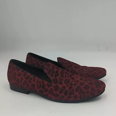 STEVE MADDEN Shoes Men's 9 Red Churchil Animal Leopard Print Loafers Slip On • $39