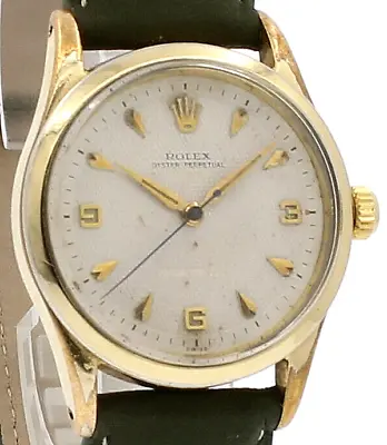 Vintage ROLEX Oyster Perpetual Gold Shell Mens 1958 Ref: 5506 Pre-Explorer Watch • $5590.53