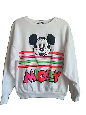 Vintage Mickey Mouse Sweatshirt Moving Eyes Spell Out Disney By Pilgrim Size M • $28.95