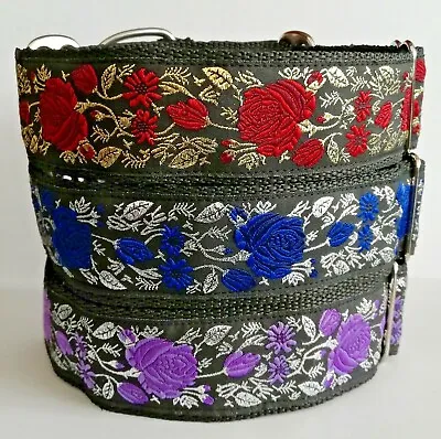 Martingale Dog Collar Roses 1.5  38mm Wide Lurcher Greyhound Whippet Saluki • £12.50