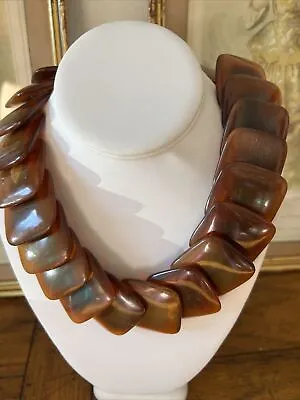 Vintage Gerda Lynggaard Monies Horn Amber Choker Collar Statement Necklace 1985 • $220