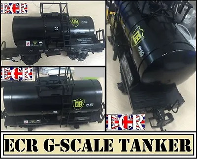 2 YES TWO G SCALE 45mm GAUGE BLACK OIL TANKER CARGO TANK ROLLING RAILWAY TRAIN • £39.95