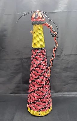 Vintage Plastic Wicker Wrapped Wine Bottle Decanter Made In Spain • $26.50