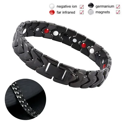 Titanium Super Strong Magnetic Therapy Bracelet Bio Healing Arthritis Bangle • £11.87