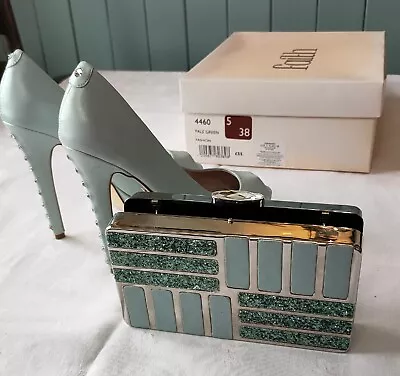 Faith Pale Green Turquoise High Heels Size 5 With Matching Handbag  • £15