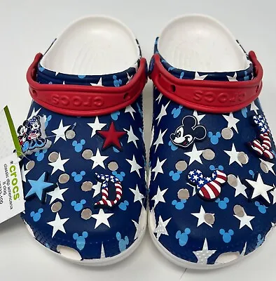 Crocs Disney Parks Mickey Mouse Americana Patriotic Flag Stars Clogs M7/W9 • $54.99