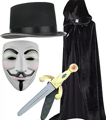 Adult Halloween Guy Fawkes Anonmous Hacker V For Vendetta Costume Party Dress • £15.95