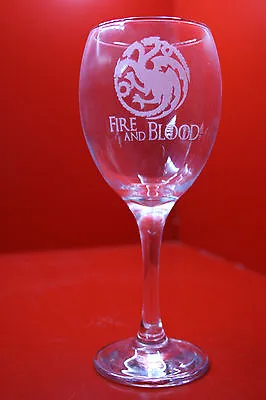 £12 • Buy Laser Engraved Wine Glass Game Of Thrones Targaryen 3 Dragons Fire And Blood