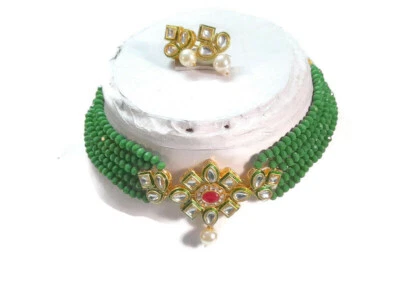 $14.98 • Buy Bollywood Indian Fashion Choker Pearl Kundan Gold Plated Necklace Jewelry Set