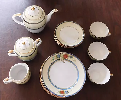 Vtg  Noritake RARE PATTERN  Bone China 20 Pc  Hand Painted Gold Gilding Tea Set • $149.99