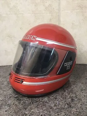 VINTAGE MAXON MARK II LTD FULL FACE RED MOTORCYCLE HELMET Size MEDIUM • $100