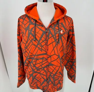 Under Armour MENS Orange Gray Full Zip Hooded Abstract Coat Jacket SIZE XL • $24.97