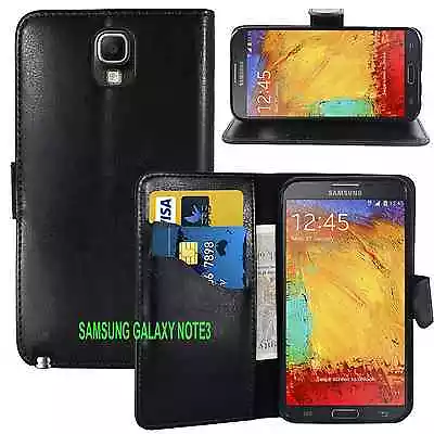 BLACK WALLET CARD SLOT Stand GEL CASE FOR SAMSUNG GALAXY NOTE 3 /Note4/Note 9/10 • £3.19