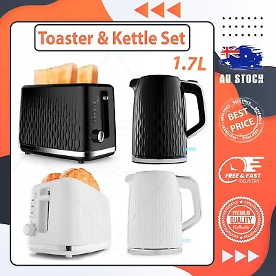 $35 • Buy 2 Slice Toaster And Kettle Set Stainless Steel Electric Kitchen Combo