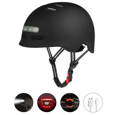 Adults Safety Bicycle Bike Helmet LED USB Light Rechargeable For Skate Cycling • $43.57