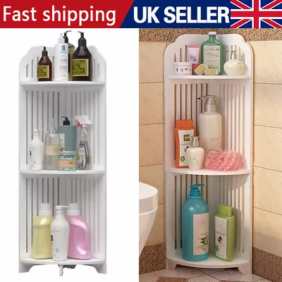 3 Tier Corner Bath Shelf Showers Caddy Storage Rack Unit Organiser Stand White • £10.59