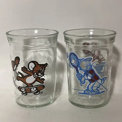 VTG Welch's Glass Jelly Jars Tom And Jerry Tennis Skateboard 1990 1991 Lot Of 2 • $14.99