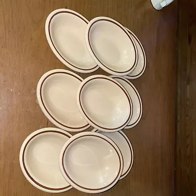 9 Restaurant Ware MCNICOL ROLOC  Oval Bowls -5.5” X4.25 -Tan W/ Brown Stripe • $29.99