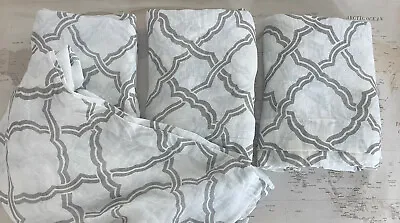 Pottery Barn Linen Set Of 4 Sheer Curtain Panels Size 96 X 104 “Kendra Trellis” • $130