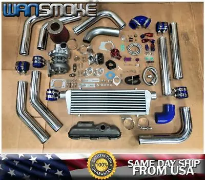 95-99 Eclipse Talon 2G 420A 2.0L T3T4 .63 Turbo Kit Manifold Intercooler BOV BLU • $665.50