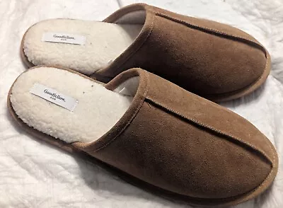 Men's Alex Scuff Slide Suede Leather Slippers Goodfellow & Co Tan Size  XL 13/14 • $14.30