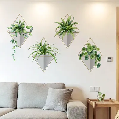  1 Set 3D Effect Vivid Green Plants Wall Decals Adhesive Plants Wall Sticker V • £6.20