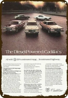 1980 CADILLAC DIESEL V8 Cars Vintage-Look-Edge DECORATIVE REPLICA METAL SIGN • $24.99