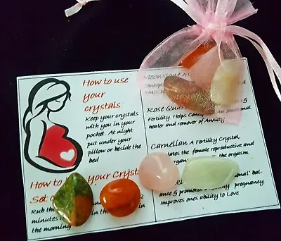 Fertility & Pregnancy Boosting Crystals Gemstones Gift Set Healing Chakra Stones • £5.85