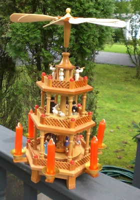 $27 • Buy Vintage Christmas 3 Tier Wooden Nativity Candle Carousel LV 8996  Lillian Vernon