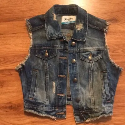 Zara Distressed Denim Vest; NWOT; Sz XS • $24.99