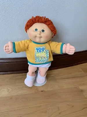 Vintage Hasbro First Edition Posable Red Freckles Boy Cabbage Patch Kid & Stand • $24.99